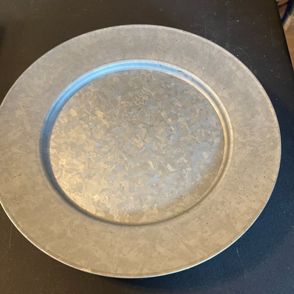 (5) Silver Galvanized Charger Plates ~ 13” Diameter ~ Farmhouse Decor New (115) - Picture 1 of 2